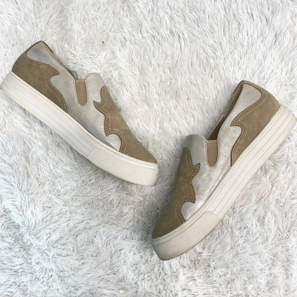 Ariat Unbridled Gigi Light Tan Suede Gold Slip On Fashion Casual Sneakers 8.5